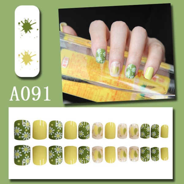 False Nails Fake Art DIY Finger Cover elegant Multi-Style White Färdig produkt Avtagbar No252 A091