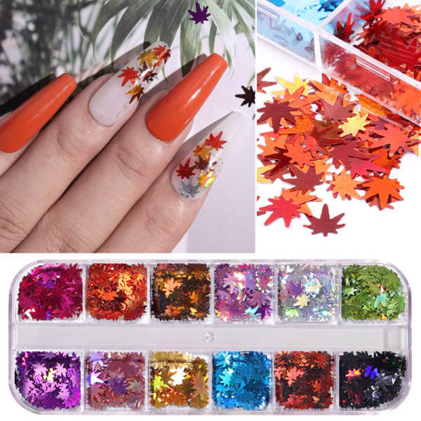 Nail Art Ins Klassiska färgskiftande Maple Leaf Laser Tvåfärgade tunna paljetter Maple Leaf sequins