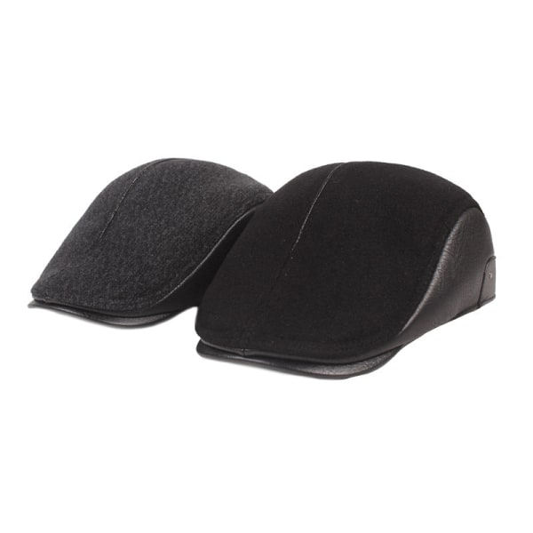 Kvinnor män Basker Hat Advance Hats Äldre Peaked Cap Vinter Hat Medelålders Äldre Basker Large leather block black 58cm