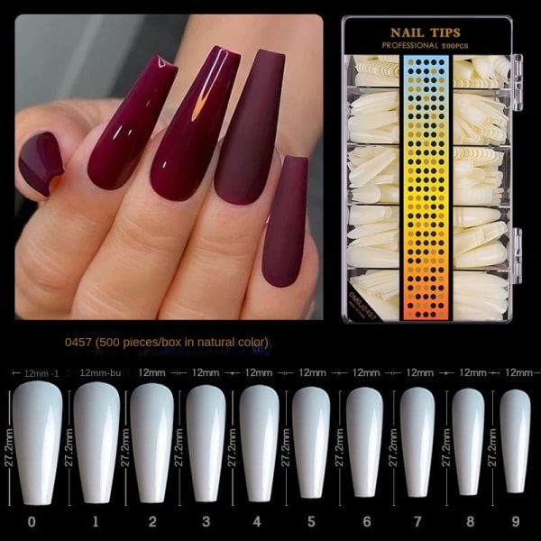 Nail Art Spårlös C Arc Icke-graverad Frostad Nail-Formed Bit Extension Patch Ballet nail natural Color 500 pieces