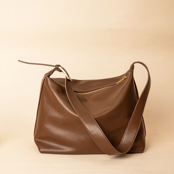 Dam handväska för kvinnor Soft Collapse Enkel stil All-Match Crossbody väska med stor kapacitet Brown