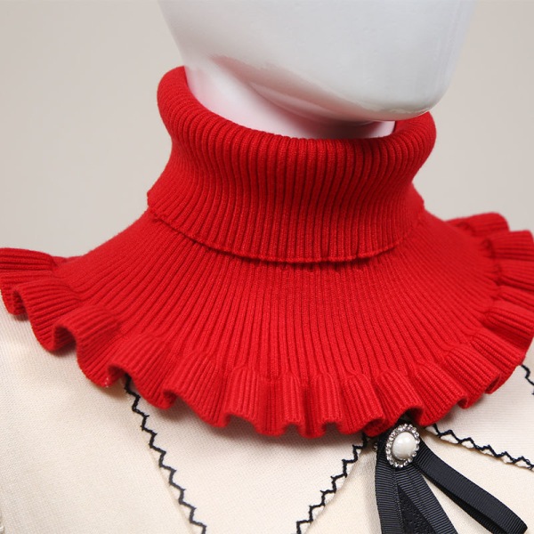 Elegant fuskkrage för kvinnor Avtagbar halv Halsduk Halsduk Hals Thermal Head Cover Hals Western Style Wool All-Match Chinese red