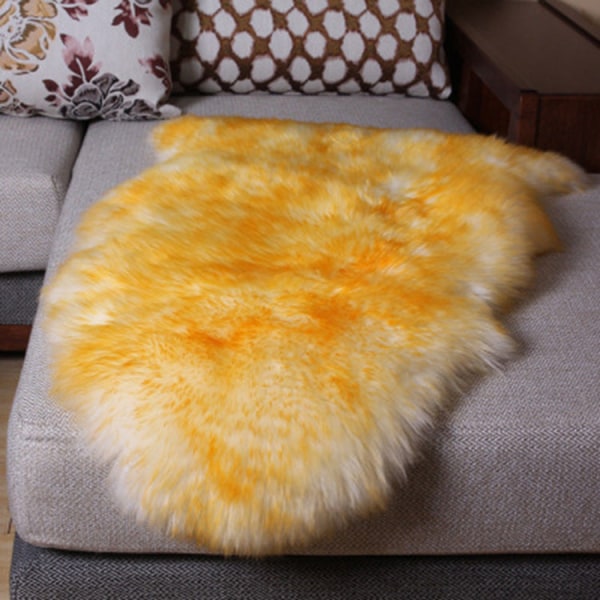 Mjuk komfortfilt Pure Wool Matta Ull Soffa Kudde Fönsterkudde Sängbord Hel ullpäls White yellow 70*105cm