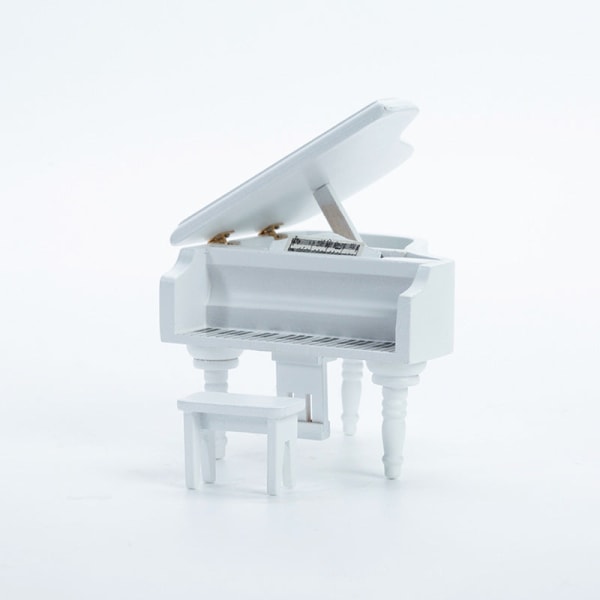 Mikro miniatyr möbler Små småskaliga leksaksdockor hus DIY Decora Mini 1:12 Triangel Piano Rack White