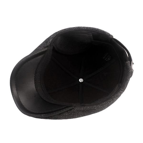 Kvinnor män Baskerhatt Medelålders Äldre Peaked Cap Vinter Gammal Peaked Cap Farfar Hatt Förtjockade öronlappar Baskerhatt Black Adjustable