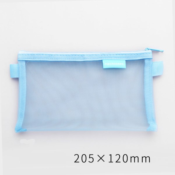 Enkel genomskinlig nylon fyrkantig mesh case Buggy Bag Bärbar pennväska Flerfärgad tillval Blue