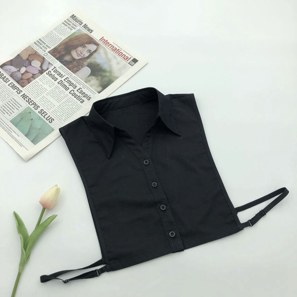 Elegant fuskkrage för kvinnor Avtagbar halv Enkel Modekläder Vit Tillverkad av dig själv Black