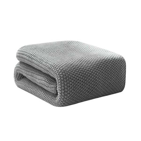 Mjuk komfortfilt Tupplur Säng Cover Grå Ullhandduk Enfärgad stickad säng Gray 130*170CM