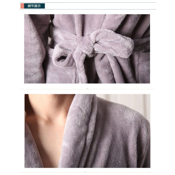 Bärbara hemkläder Coral Fleece badrockar för medelålders ungdomar Silver XL 62-72kg