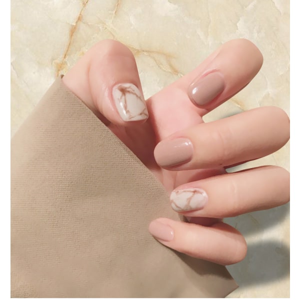False Nails Fake Art DIY Finger Cover Kort fyrkantigt huvud Avtagbar Marble Blooming Marble smudges