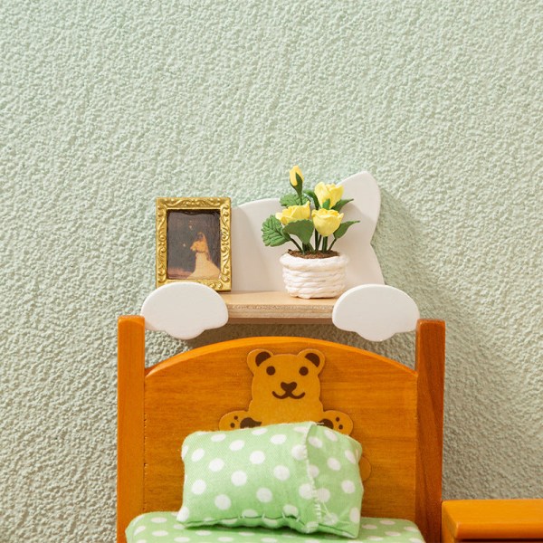 Micro Miniatyr Möbler Tiny Småskalig Leksak Doll House DIY Decora Mini 1:12 White Cat Trähylla White