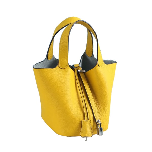 Dam Handväska Läder Handväska First Layer Cowhide Bucket Bag väska Large/22cm amber yellow