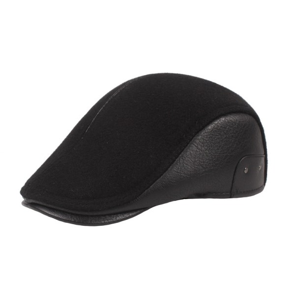 Kvinnor män Basker Hat Advance Hats Äldre Peaked Cap Vinter Hat Medelålders Äldre Basker Large leather block black 58cm