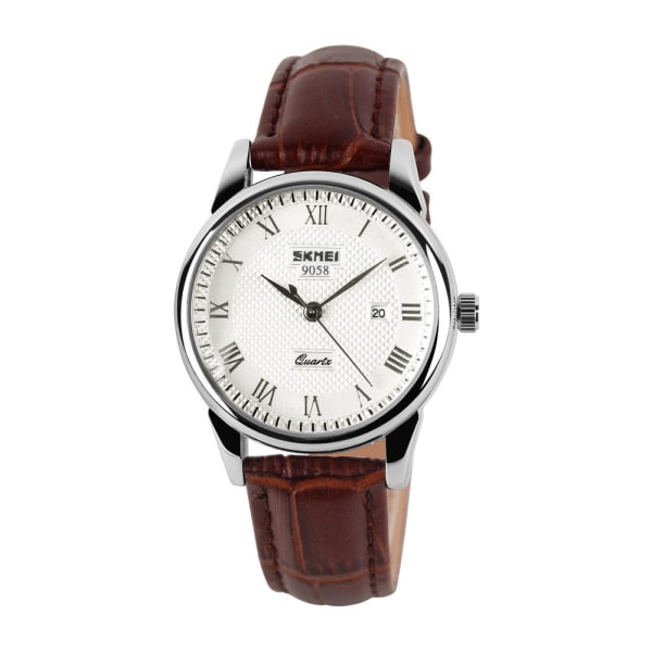 Klassiska män klockor Klassiska företag bälte kvarts watch stålrem par watch present silver surface-brown