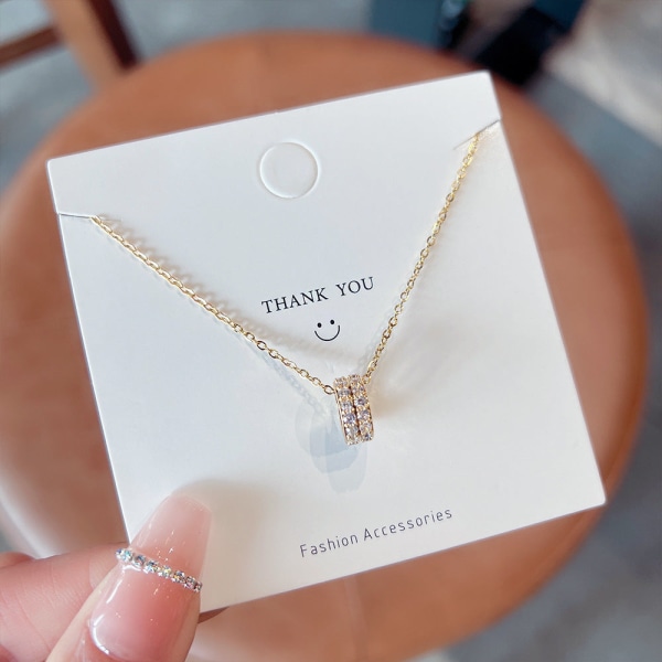Kvinnor Halsband Kedja Choker Hänge Smycken Flickor Present Double Diamond Liten midja Geometrisk Gold