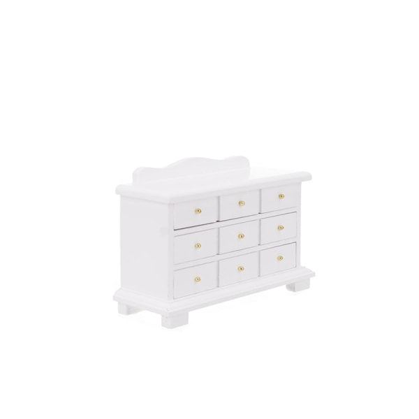 Micro Miniatyr Möbler Små småskaliga leksaksdockor Hus DIY Decora Mini skåp med nio lådor Förvaring White