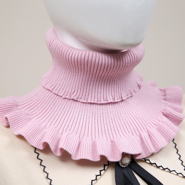 Elegant fuskkrage för kvinnor Avtagbar halv Halsduk Halsduk Hals Thermal Head Cover Hals Western Style Wool All-Match Light pink