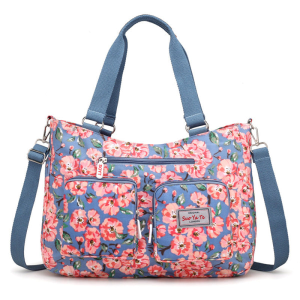 Lady Dam handväska Stor kapacitet multifunktionell Nylon Messenger Bag Tryckväska Plum blossom