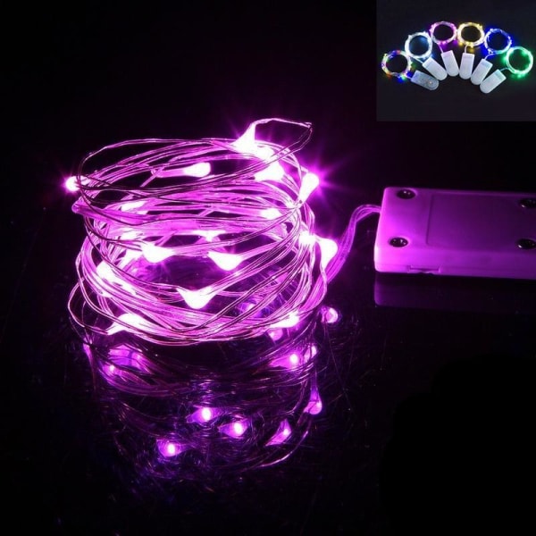 LED Starry String Light 2M LED koppartråd batteri Drivs för julbröllop Pink 2M