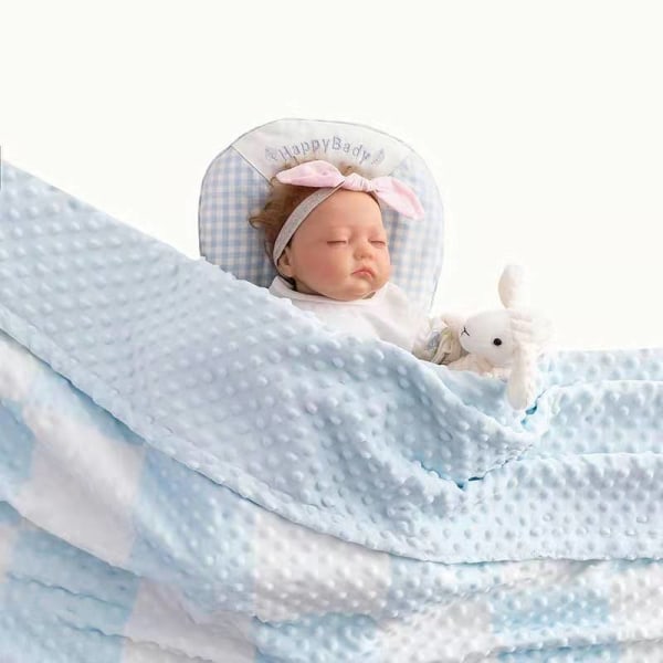 Mjuk komfortfilt Baby Vår Höst Sommar Baby Luftkonditionering Sommar Kylning Duvet Woolen Quilt Blue 90*120cm