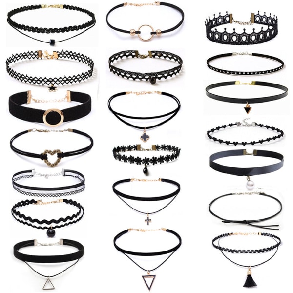 Elegant Dam falsk krage Avtagbar halv Choker/Halsband Kombination 15 Kostym T foreign trade (22-piece set)