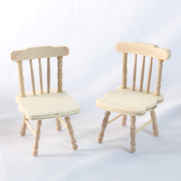 Micro Miniatyr Möbler Tiny Småskalig Leksak Doll House DIY Decora Mini Solid Wood Plain Chair Solid wood chair