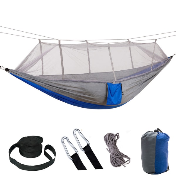 Utomhuscamping Hängmatta Utomhuscamping med myggnät Ultralätt nylon Gray plus blue