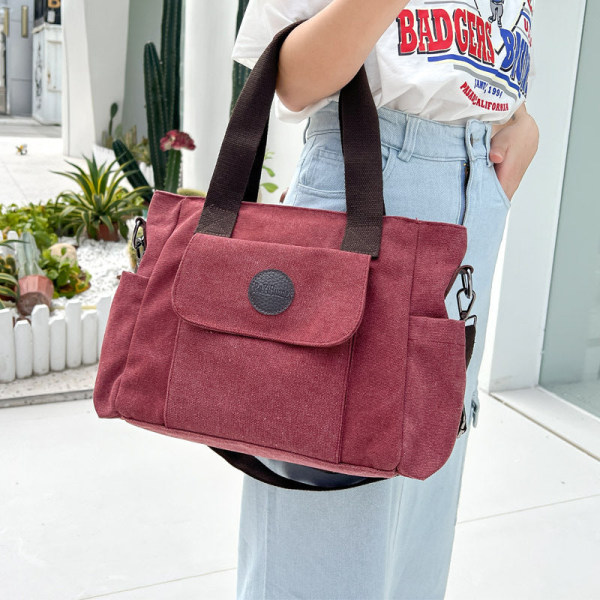 Dam handväska Casual Commuter Canvas Messenger Bag Enkel väska med stor kapacitet Gray