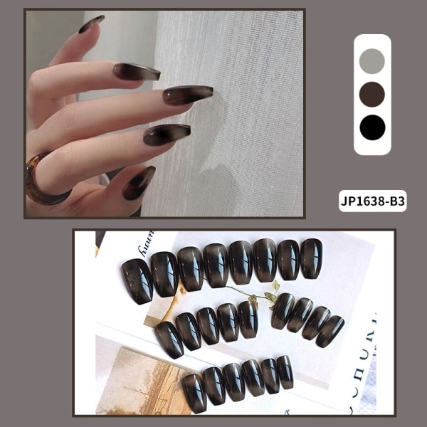 False Nails Fake Art DIY Finger Cover Trapets Finished Ink Black Short Balett elegant Glue black