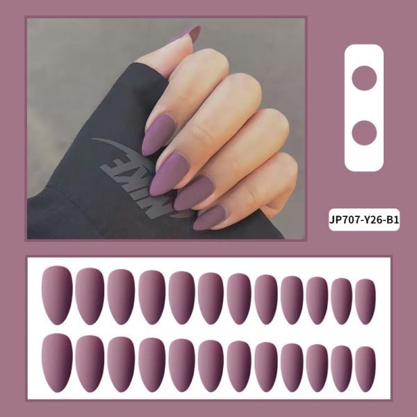 False Nails Fake Art DIY Finger Cover Långspetsad flerfärgad frostad färdig produkt JP707-Y26-B1