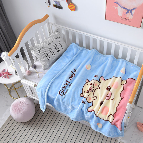 Mjuk komfortfilt Vinterförtjockad Baby Barn Flanell Cloud Supermjukt litet täcke Cartoon Blue 100x130cm
