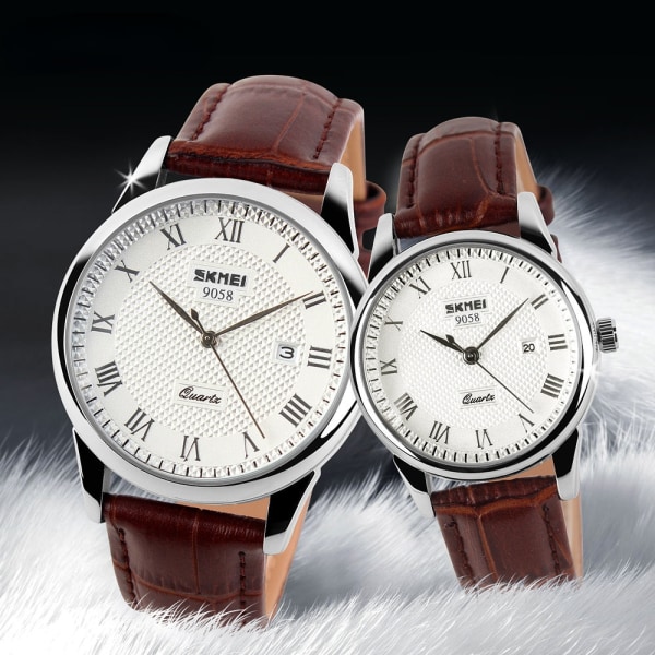 Klassiska män klockor Klassiska företag bälte kvarts watch stålrem par watch present belt-silver