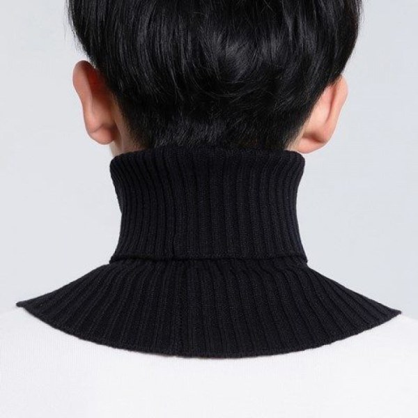 Elegant fuskkrage för kvinnor Avtagbar halv turtleneck Scarf Pullover Vinter Varm livmoderhalsstöd Mångsidig dekorativ stickad modeull [Men's collar bandana] Beige