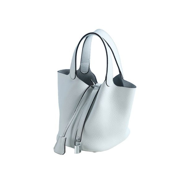 Dam Handväska Läder Handväska First Layer Cowhide Bucket Bag väska Small/18cm White