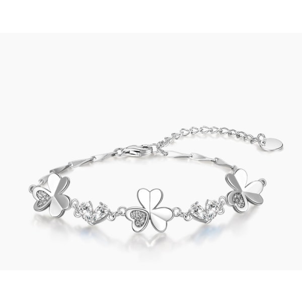 Kvinnor flickor Armband Tofs Kedja Smycken Present Teen Love Clover Elektropläterad Zirkon Mode White Zirconium