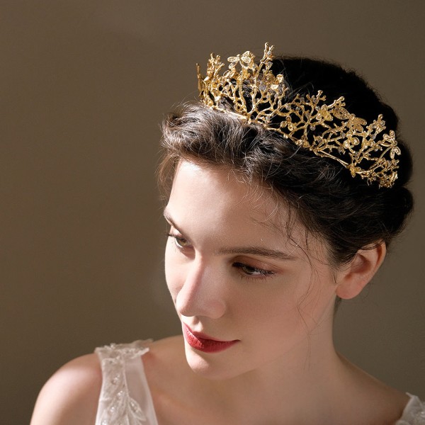 Enkel Alloy Rhinestone Brudhuvudbonad Golden Crown Gold