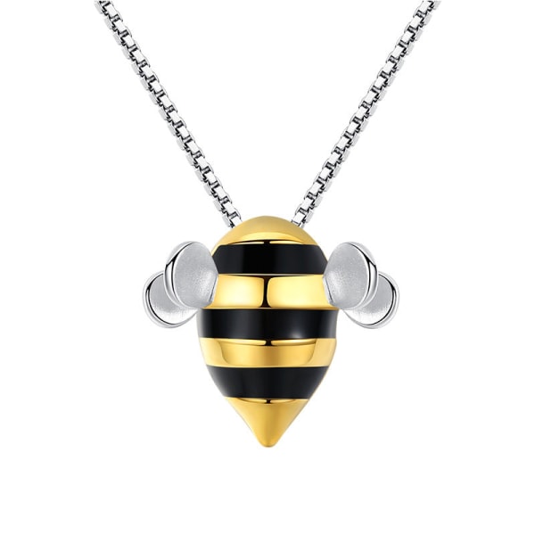 Kvinnor Halsband Kedja Choker Hänge Smycken Flickor Present Little Bee Oregelbundet djurmode White yellow 925 silver