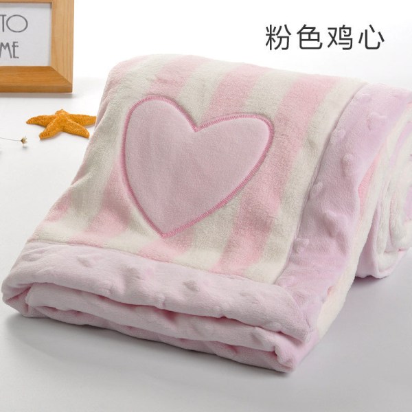 Mjuk komfortfilt Baby Double Layer Printed Flanell Lammull Dubbellager Baby Pink 100X150cm