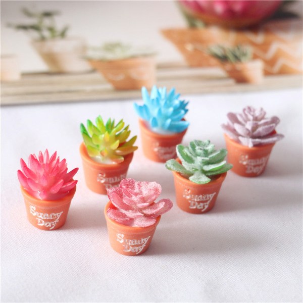 Mikrominiatyrmöbler Små småskaliga leksaksdockor Hus Gör det själv Decora Mini Kreativa suckulentväxter Kruka Pink Flower