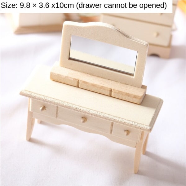 Mikro miniatyr möbler Små småskaliga leksaksdockor hus DIY Decora Mini Cradle Spjälsäng Dressing mirror 30g