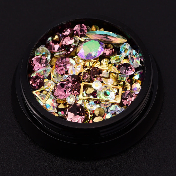 Nail Art Mixed Magic Color Diamond Bottoming Drill Elf Smycken 12# light pink purple 12g