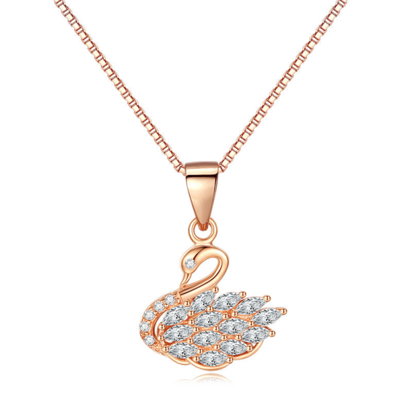 Kvinnor Halsband Kedja Choker hänge Smycken Flickor Present Swan Geometrisk galvanisering Gold 925 silver