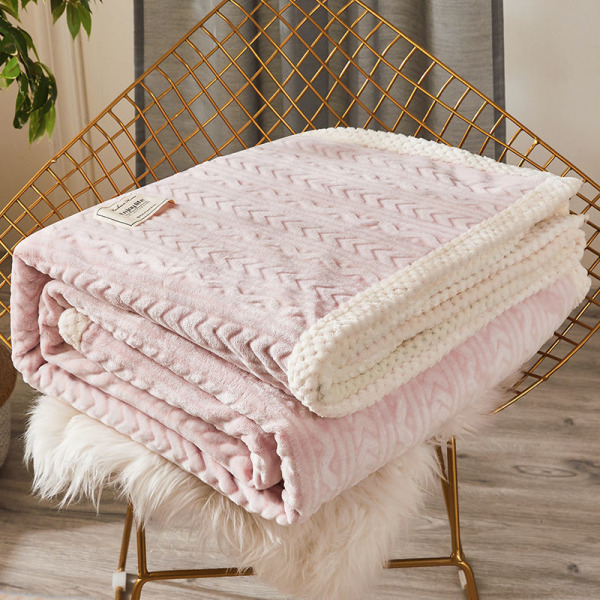 Mjuk komfortfilt Flanell Cover Tunn Fleecefodrad Tjock Coral Fleece Dubbelsidig fleecetupplur Pink