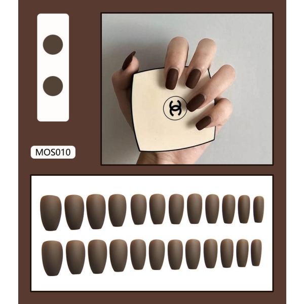 False Nails Fake Art DIY Finger Cover Avtagbar Solid Color Frosted Personality 24 delar MOS010