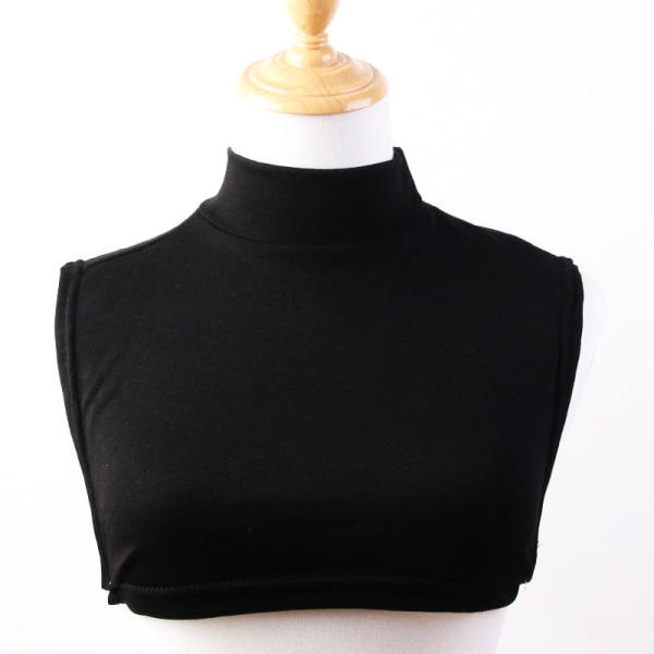 Elegant fuskkrage för kvinnor Avtagbar halv vuxen halv turtleneck halsduk för män Pullover Håll värmen Black Fleece-lined