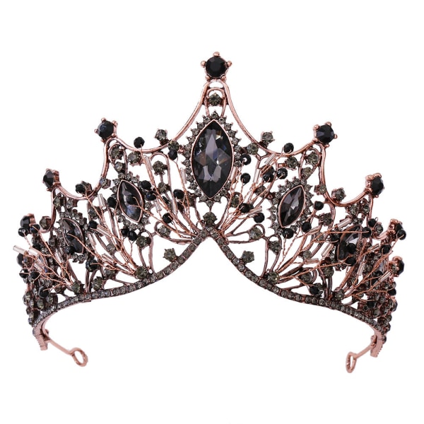 Bridal Crown Series Barock Ny Retro Svart Huvudbonad Bronze Black Diamond