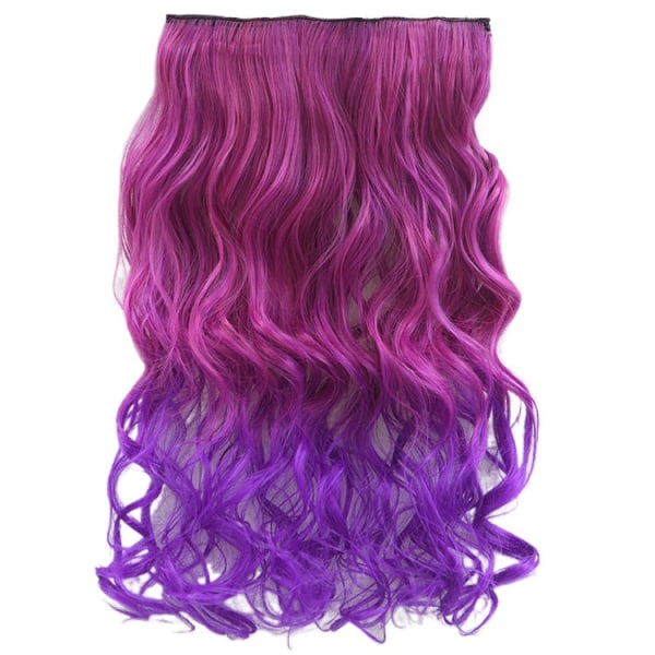 Peruk för kvinnor i ett stycke fem klipp Big Wave Fluffy Seamles Lockigt hår Peruk W293 Rose  Deep Purple