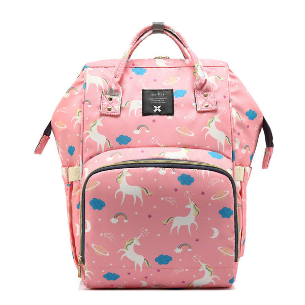 Mommy Bag Skötväska Multifunktionell Vattentät axelväska med stor kapacitet Ryggsäck Pink Pony