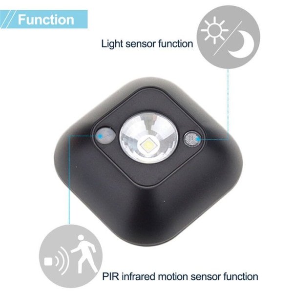 Långvarig trådlös rörelsesensor Batteri Under skåp Ljus Sovrum Babyrum Inredning PIR Infraröda lampor Trappor Vägg Kök Jullampa Black 6 pieces