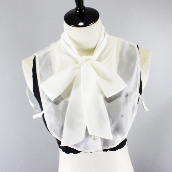 Elegant kvinnor falsk krage Avtagbar halv Liten bowknot Shirt Chiffong Shirt Multifunktionell White